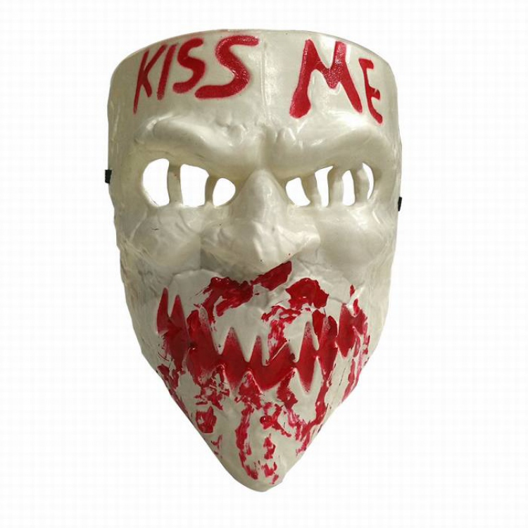 The Purge: Election Year White Kiss Me Cos Halloween Horror Funny Mask Props 60G 22.5X16.5CM a set price for 5 pcs