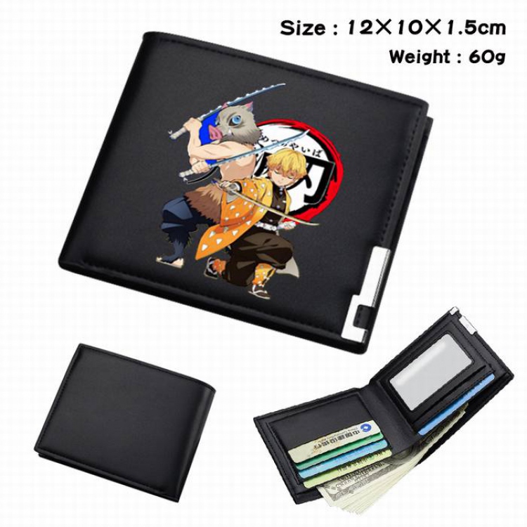 Demon Slayer Kimets-07 Black short folding leather wallet 12X10X1.5CM