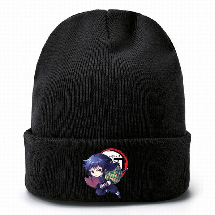 Demon Slayer Kimets-8 Black Thicken Knitting Hat Head circumference (bouncy）