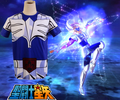 Saint Seiya Bronze Saint Hyoga Cygnus Cloth Summer T-shirt Anime Cosplay Costume S/M/L/XL/XXL