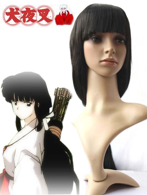 InuYasha Kikyo Miko 80cm Black Cosplay Wig