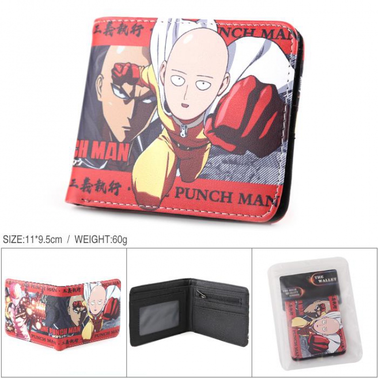 One Punch Man Full color PU silk screen two fold short card holder wallet