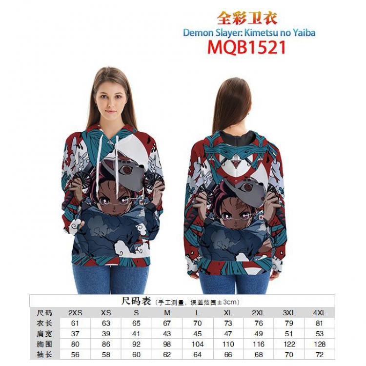 Demon Slayer Kimets Full color zipper hooded Patch pocket Coat Hoodie 9 sizes from XXS to 4XL MQB1521