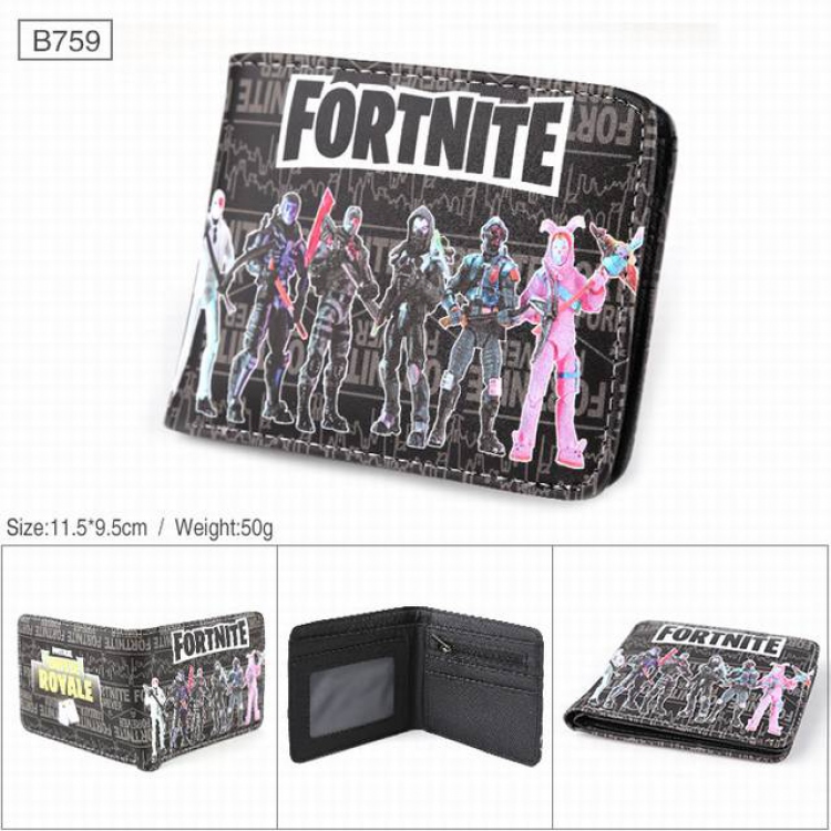 Fortnite Full color PU twill two fold short wallet B759