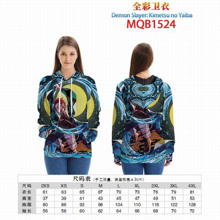 Demon Slayer Kimets Full color zipper hooded Patch pocket Coat Hoodie 9 sizes from XXS to 4XL MQB1524