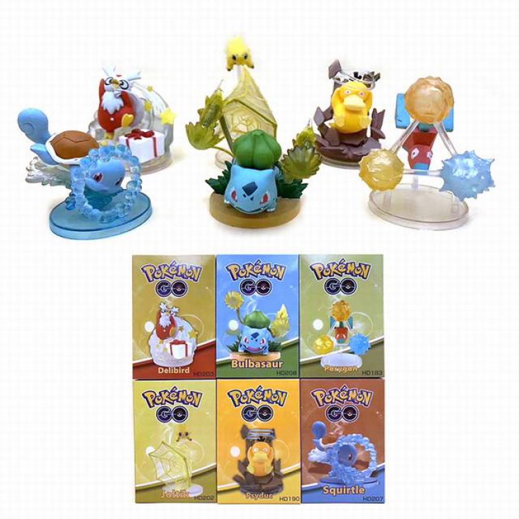 Pokemon a set of six Boxed Figure Decoration Model 10CM 610G 9X12X18CM