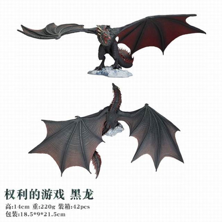 Game Of Thrones Black dragon Boxed Figure Decoration Model 14CM 0.22KG Color box size:18.5X9X21.5CM