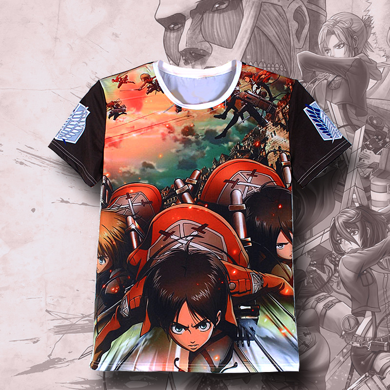 attack on titan anime 3d printed tshirt 2xs to 5xl