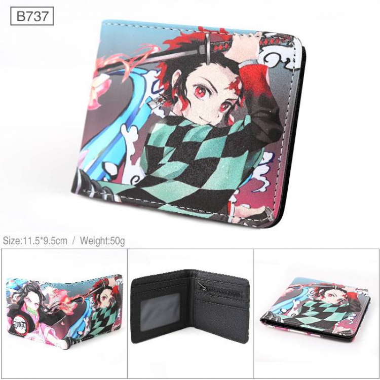 Demon Slayer Kimets Full color PU twill two fold short wallet B737