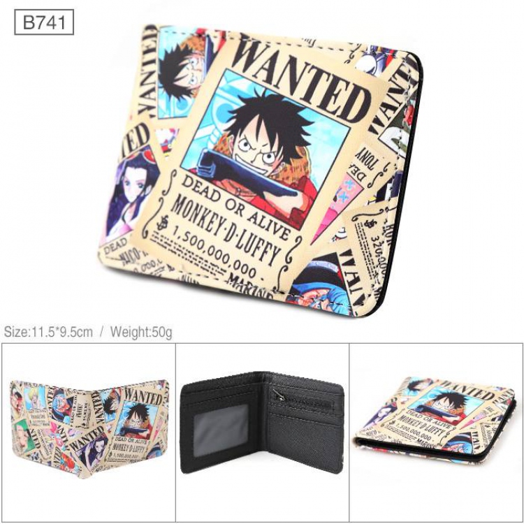 One Piece Full color PU twill two fold short wallet B741