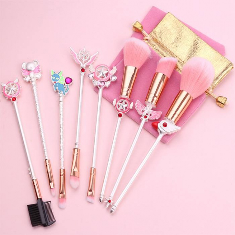 Card Captor Sakura Milky silver makeup brush a set of eight Cloth bag 15.5-19.5CM price for 2 set