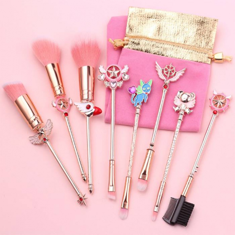 Card Captor Sakura Light rose gold makeup brush a set of eight Cloth bag 15.5-19.5CM price for 2 set