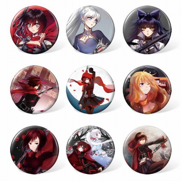 RWBY Circle a set of 9 Round cloth badge brooch 58MM Style C