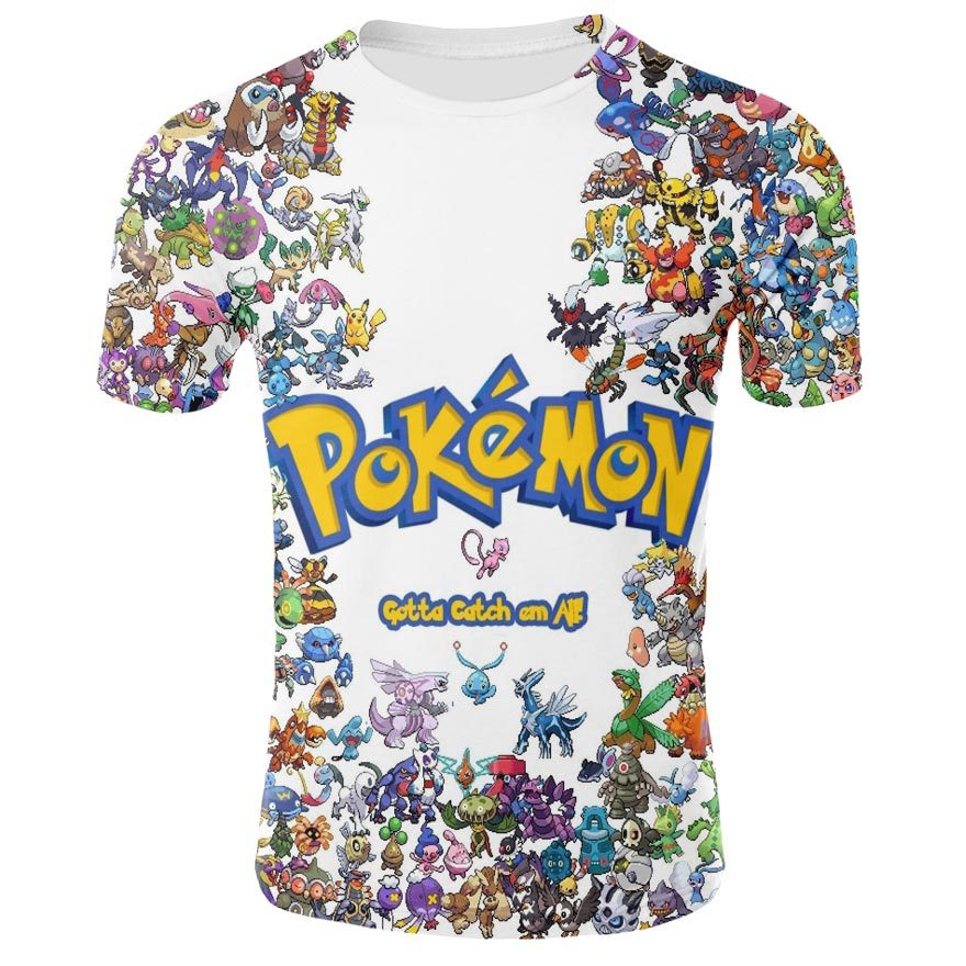 pokemon anime 3d printed tshirt 2xs to 4xl