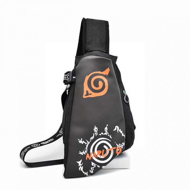 Naruto Anime shoulder chest bag PU canvas belt bag 21X6.5X29CM shoulder strap length 118CM 0.32KG