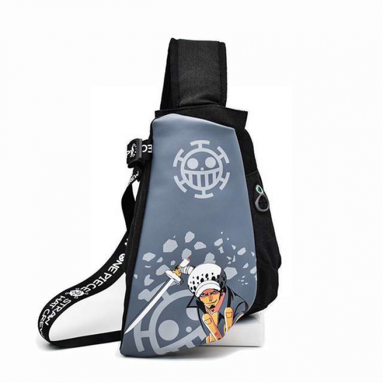 One Piece Trafalgar Law Anime shoulder chest bag PU canvas belt bag 21X6.5X29CM shoulder strap length 118CM 0.32KG