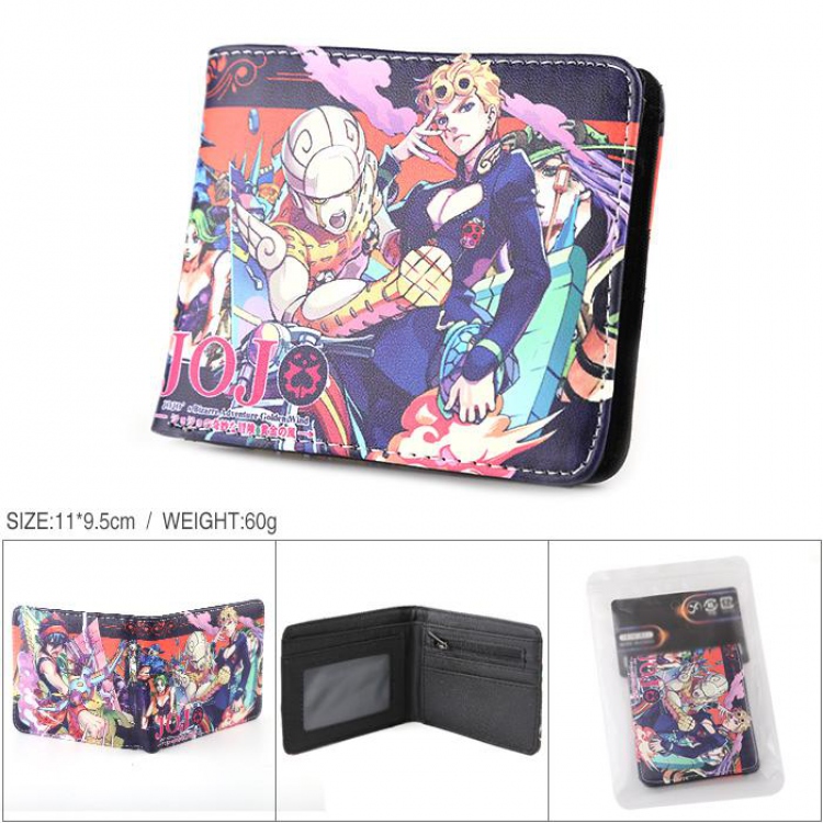 JoJos Bizarre Adventure Full color PU silk screen two fold short card holder wallet Style A