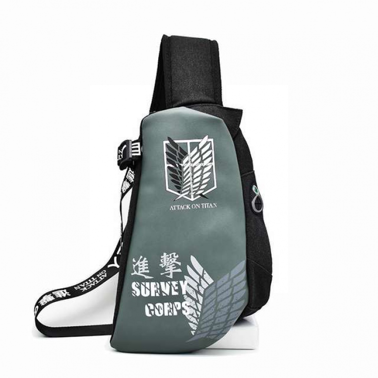 Shingeki no Kyojin Anime shoulder chest bag PU canvas belt bag 21X6.5X29CM shoulder strap length 118CM 0.32KG