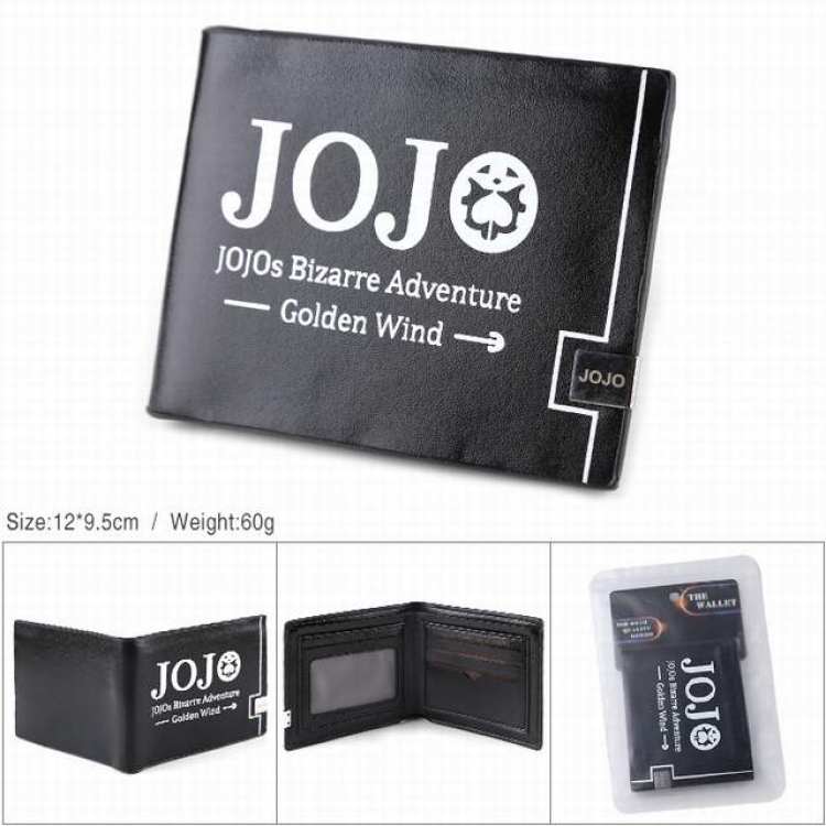 JoJos Bizarre Adventure PU full color silk screen two fold short card bag wallet purse 12X9.5CM 60G