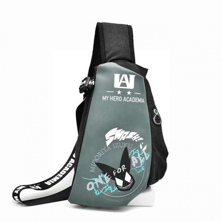 My Hero Academia Anime shoulder chest bag PU canvas belt bag 21X6.5X29CM shoulder strap length 118CM 0.32KG