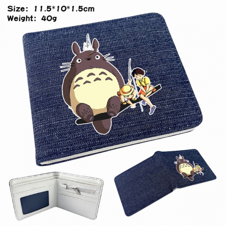 Totoro Digital printed denim bi-fold wallet 11.5X10X1.5CM 40G