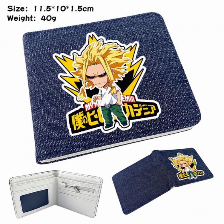 My Hero Academia Digital printed denim bi-fold wallet 11.5X10X1.5CM 40G