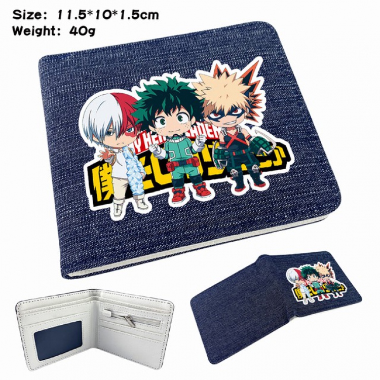 My Hero Academia Digital printed denim bi-fold wallet 11.5X10X1.5CM 40G