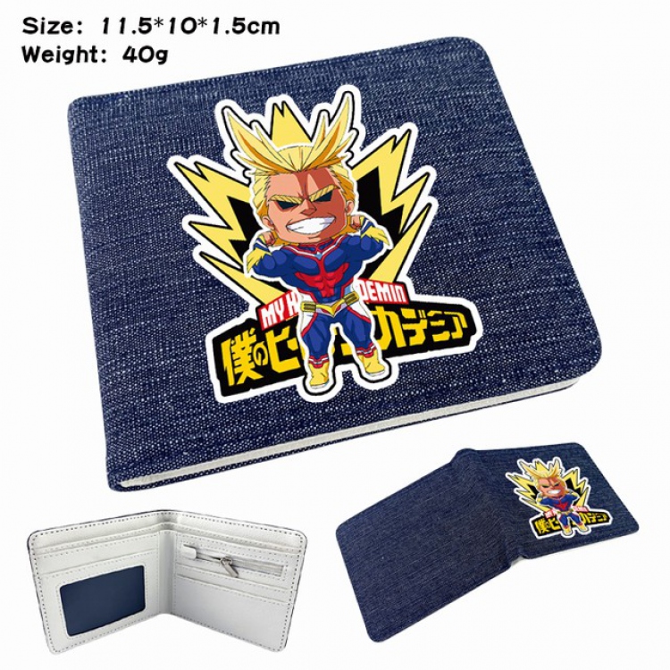 My Hero Academia Digital printed denim bi-fold wallet 11.5X10X1.5CM 40G