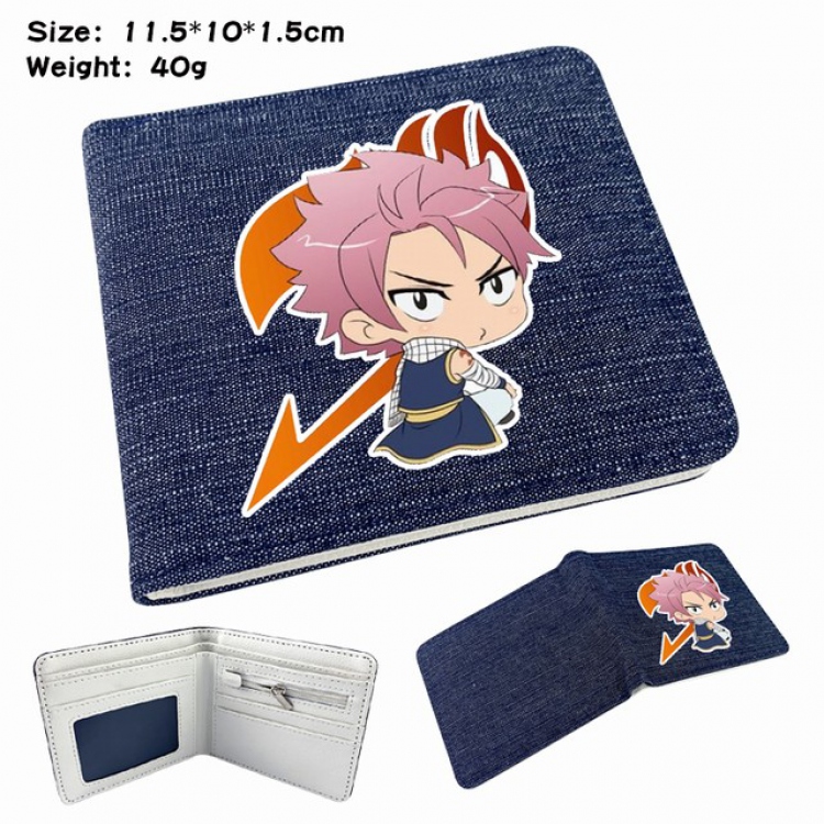 Fairy Tail Digital printed denim bi-fold wallet 11.5X10X1.5CM 40G