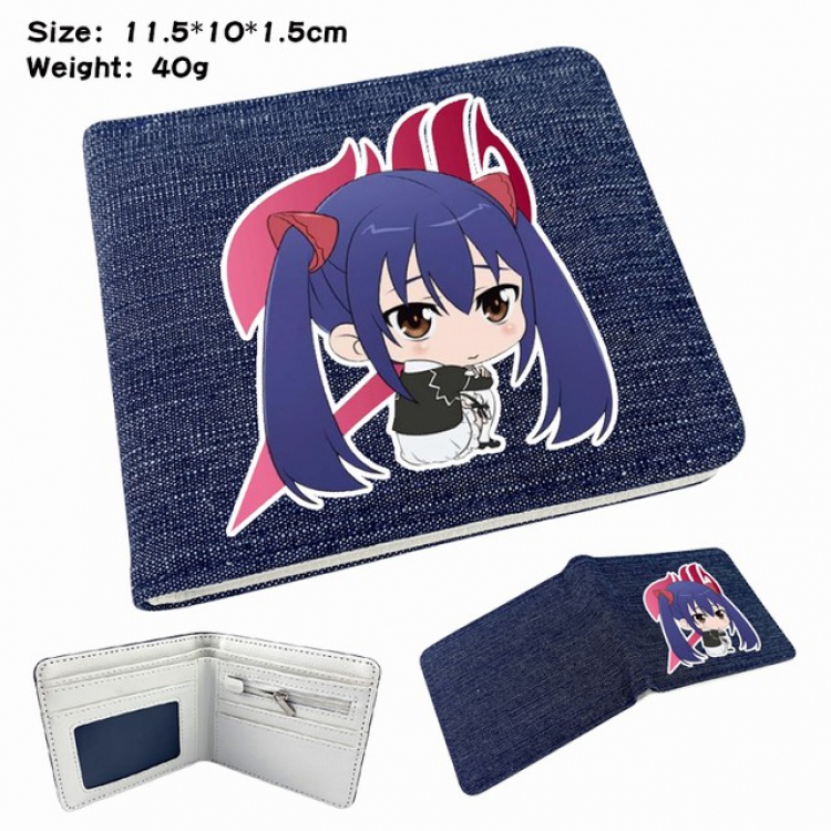 Fairy Tail Digital printed denim bi-fold wallet 11.5X10X1.5CM 40G