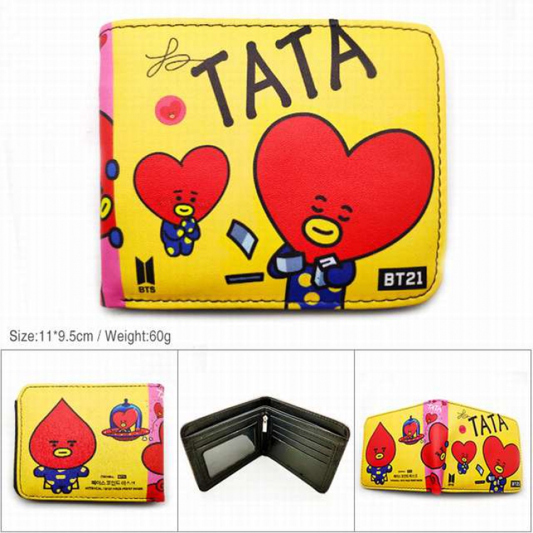BTS-BT21 Love Tata Short color picture two fold wallet 11X9.5CM 60G-HK-553