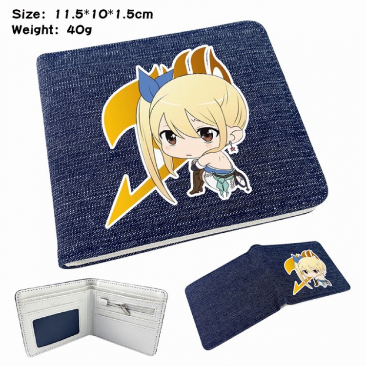 Fairy Tail Digital printed denim bi-fold wallet 11.5X10X1.5CM 40G