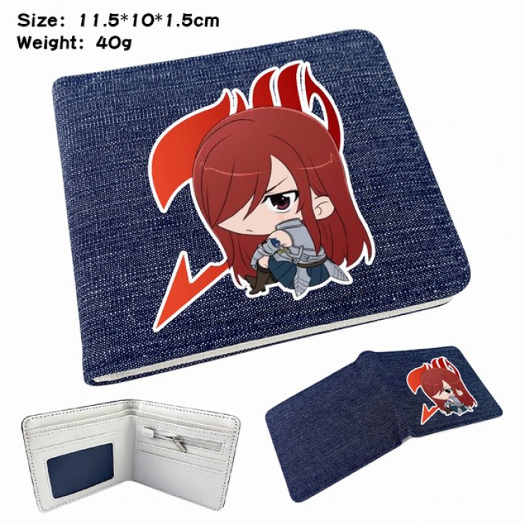 Fairy Tail Digital printed denim bi-fold wallet 11.5X10X1.5CM 40G