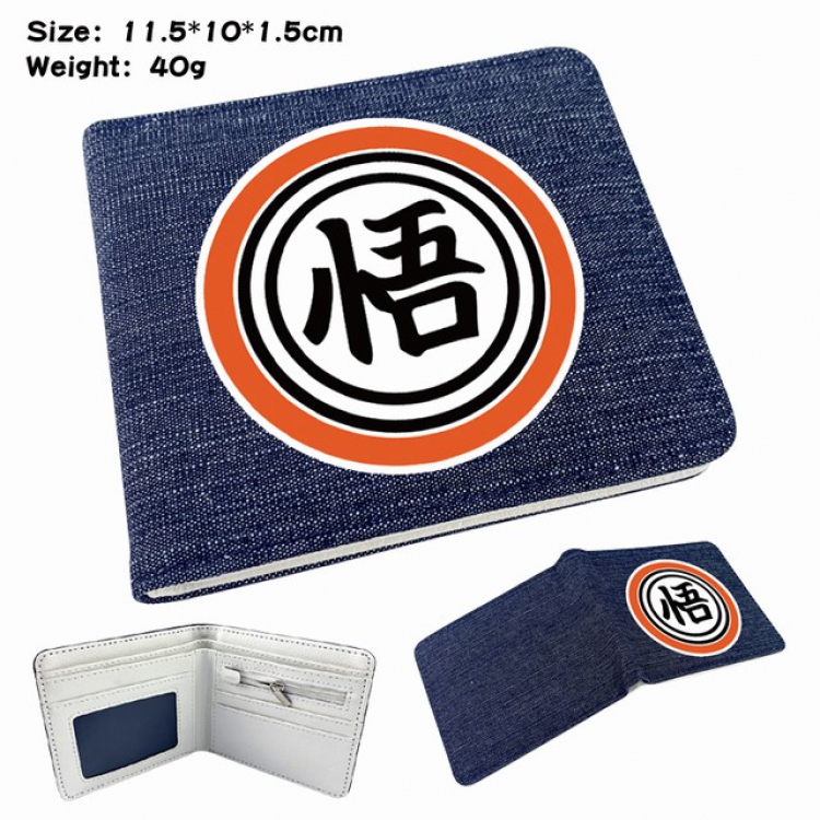 Dragon Ball Digital printed denim bi-fold wallet 11.5X10X1.5CM 40G