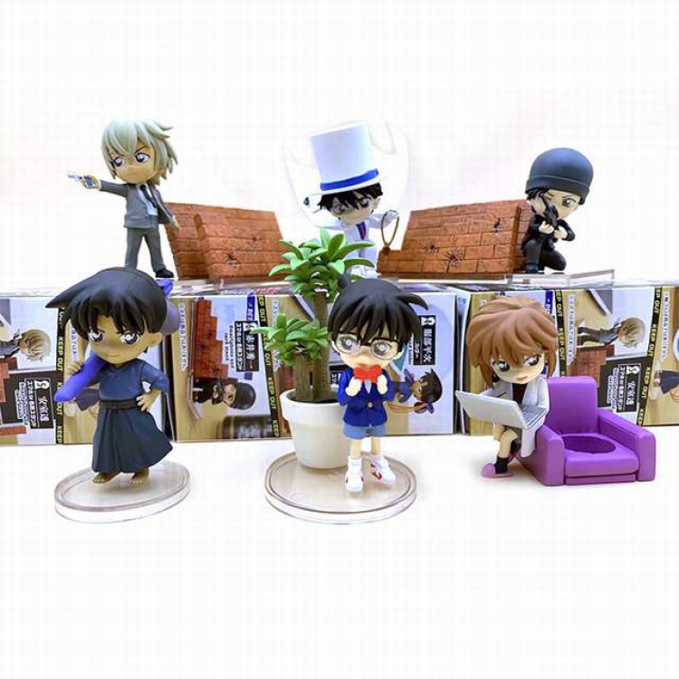 Detective conan a set of 6 Boxed Figure Decoration Model 470G 8-10CM Color box size:6X7X11.5CM a box of 50 sets