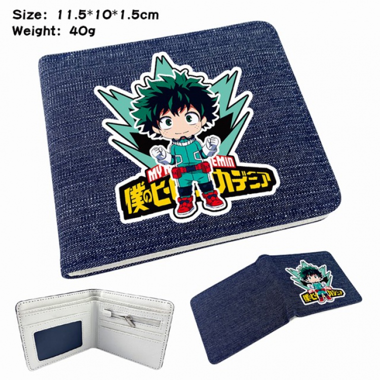 My Hero Academia Deku Digital printed denim bi-fold wallet 11.5X10X1.5CM 40G