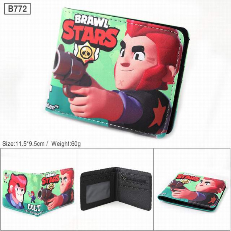 Brawl Stars-B772 Full color PU twill two fold short wallet 11.5X9.5CM 60G