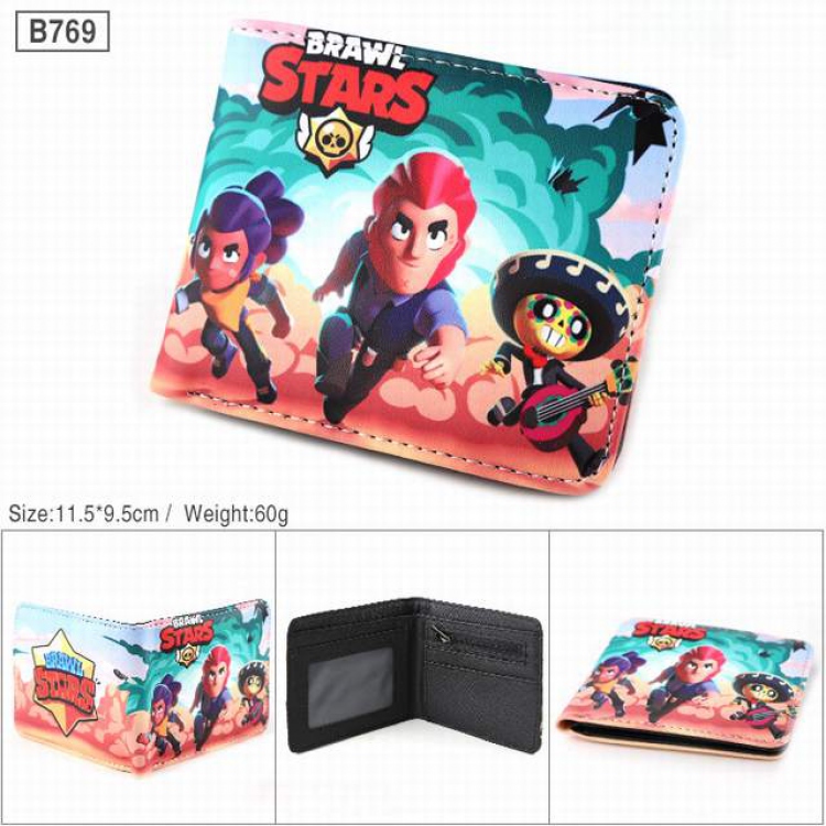 Brawl Stars-B769 Full color PU twill two fold short wallet 11.5X9.5CM 60G