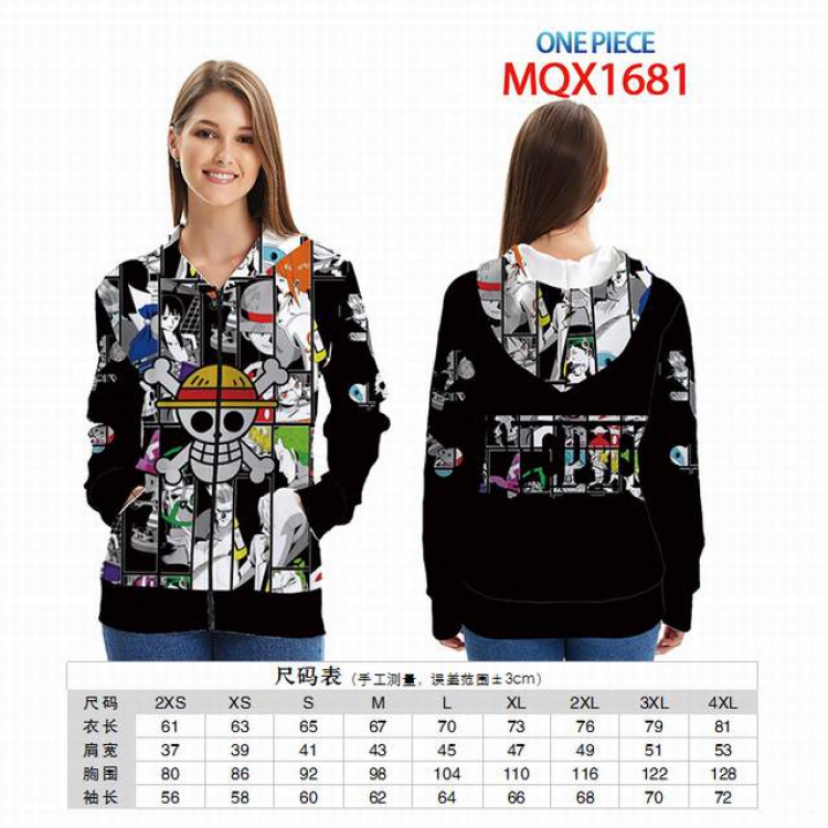 One Piece Full color zipper hooded Patch pocket Coat Hoodie 9 sizes from XXS to 4XL MQX 1681