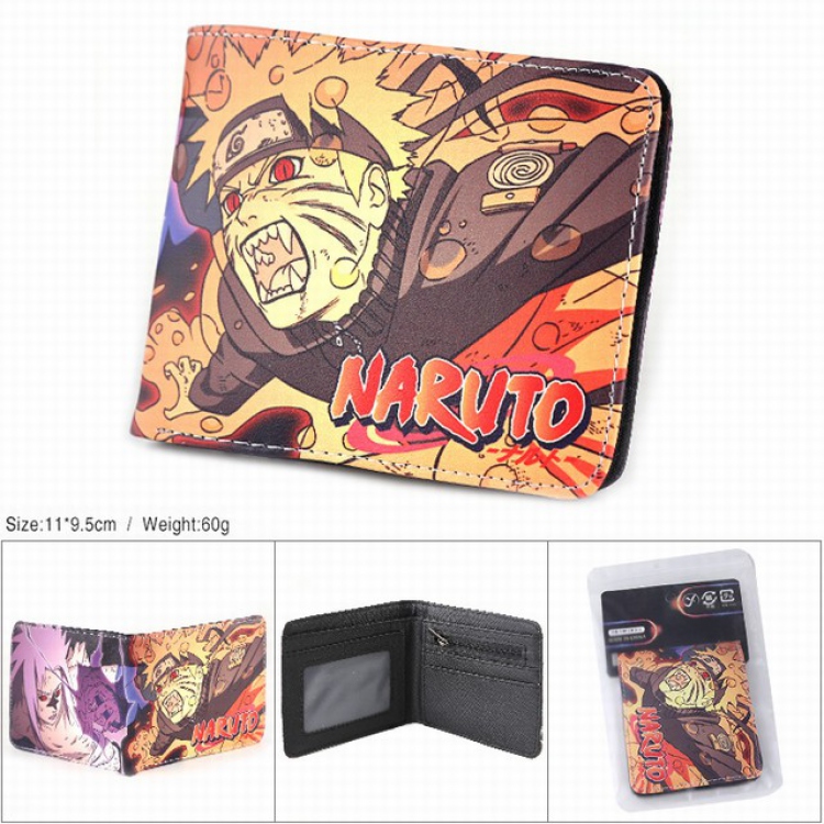 Naruto Uzumaki Naruto Full color silk screen two fold short card bag wallet purse