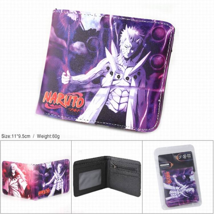 Naruto Uchiha Obito Full color silk screen two fold short card bag wallet purse