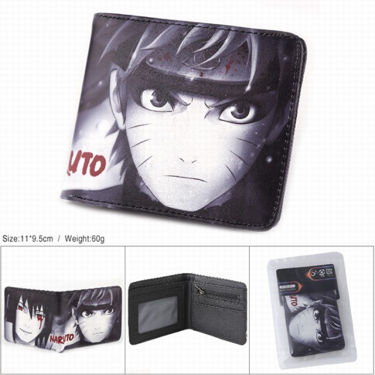 Naruto Pain Full color silk screen two fold short card bag wallet purse