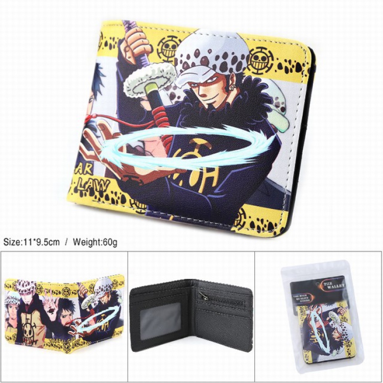 One Piece Trafalgar Law Full color silk screen two fold short card bag wallet purse