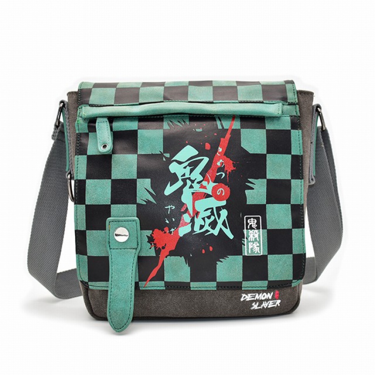 Demon Slayer Kimets Kamado Tanjirou Anime canvas PU shoulder bag 25X7X28CM 0.5KG