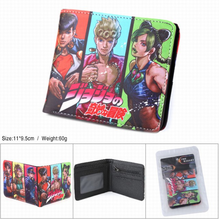 JoJos Bizarre Adventure Full color silk screen two fold short card bag wallet purse