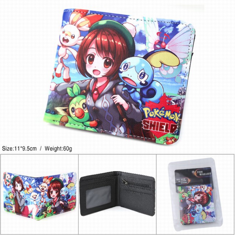 Pokemon Full color silk screen two fold short card bag wallet purse