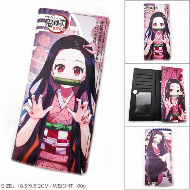 Demon Slayer Kimets Long Full Color Tri-Fold Magnetic Buckle Wallet 18.5X9.5X2CM 100G PK-010