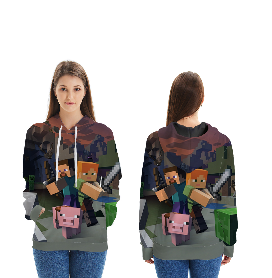 Minecraft 3d printed hoodie 2xs to 4xl