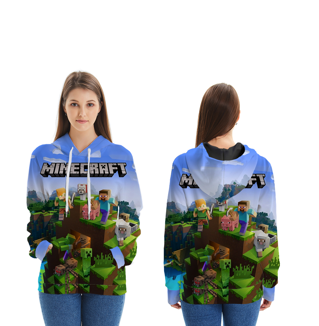 Minecraft 3d printed hoodie 2xs to 4xl