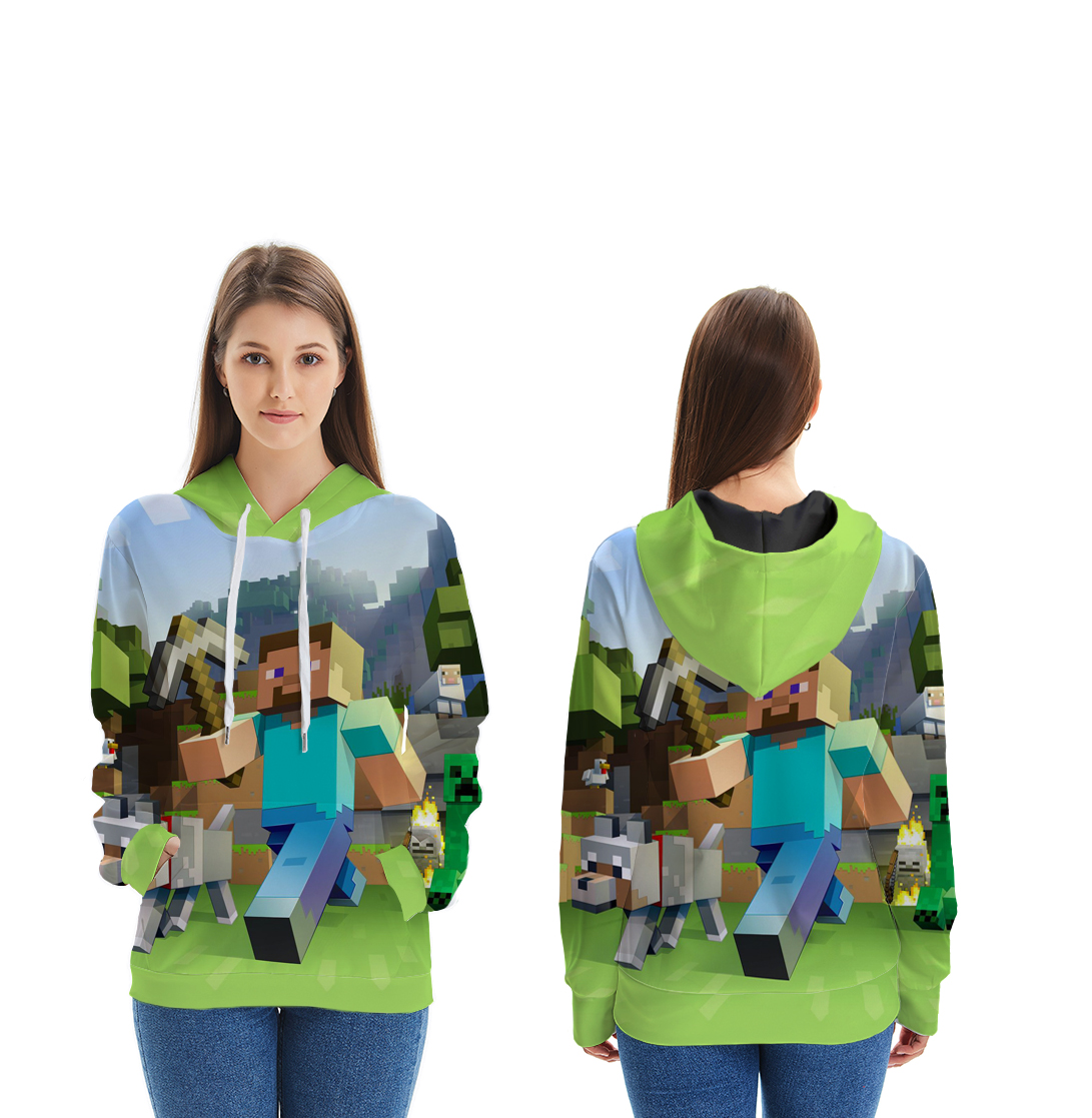 Minecraft 3d printed hoodie 2xs to 4xl